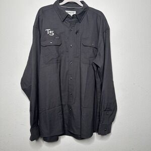 Poncho Shirt Mens XL Gray Magnetic Pockets Long Sleeve Button Up Stretch Casual